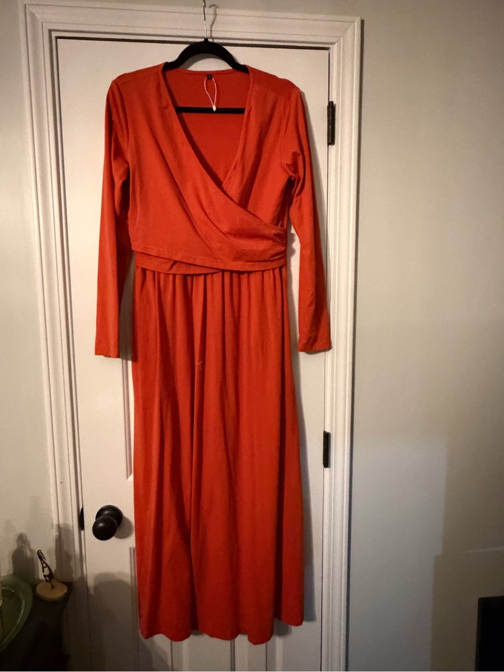 Amazon Women's Orange Long Sleeve Wrap Maxi Dress